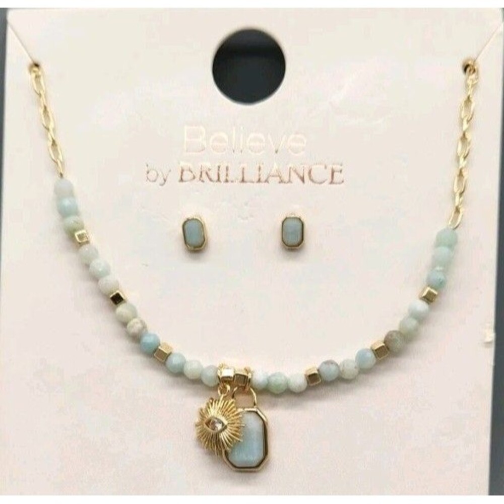 Believe By Brillance Dream 18" Necklace Earring Set Gold Plated See Photos